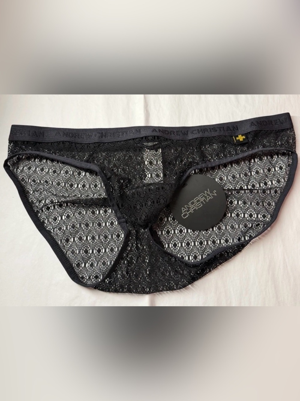 Andrew Christian Limited Edition Seductive Lace Brief w/Almost Naked Black Large